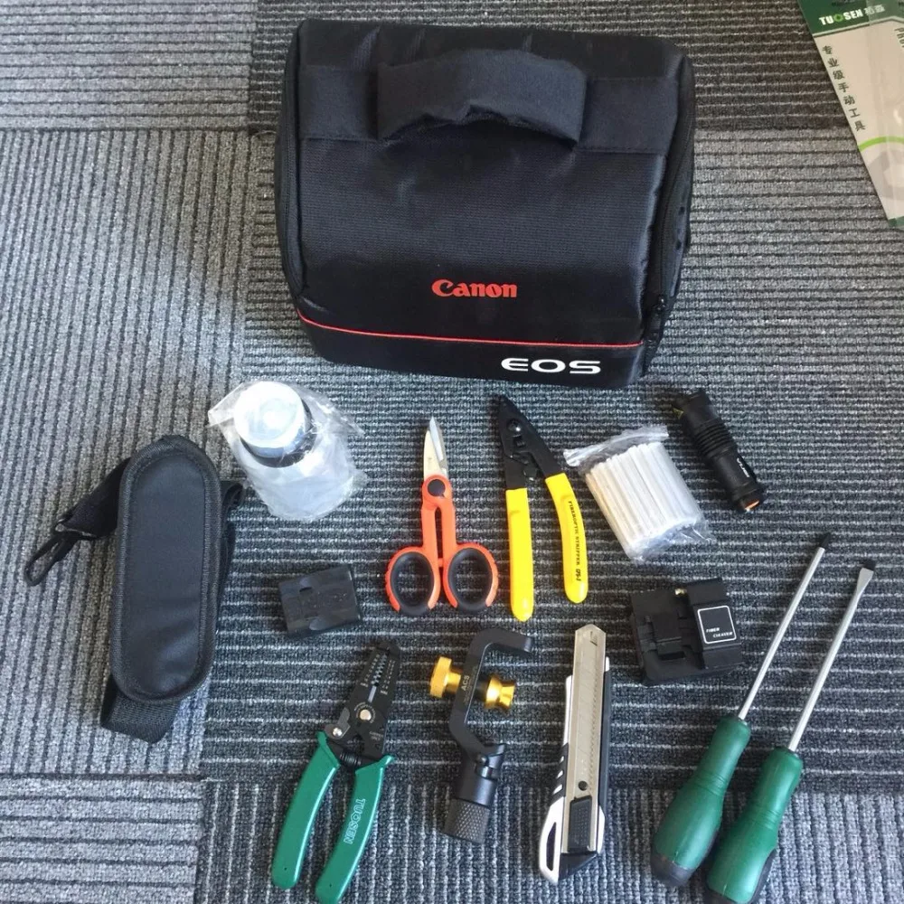 

13 In 1 Fiber Optic FTTH Tool Kit CFS-3 Stripper + Miller ACS + Fiber Cleaver+Tube Cable Jacket Sli + fiber protection box