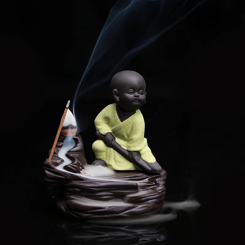 Китайский творческий дзен монах керамическая курильница Исин аромат обратного потока палочка ладан горелка с Буддой фиолетовая Глина Керамика катушки благовония база - Цвет: M02Y