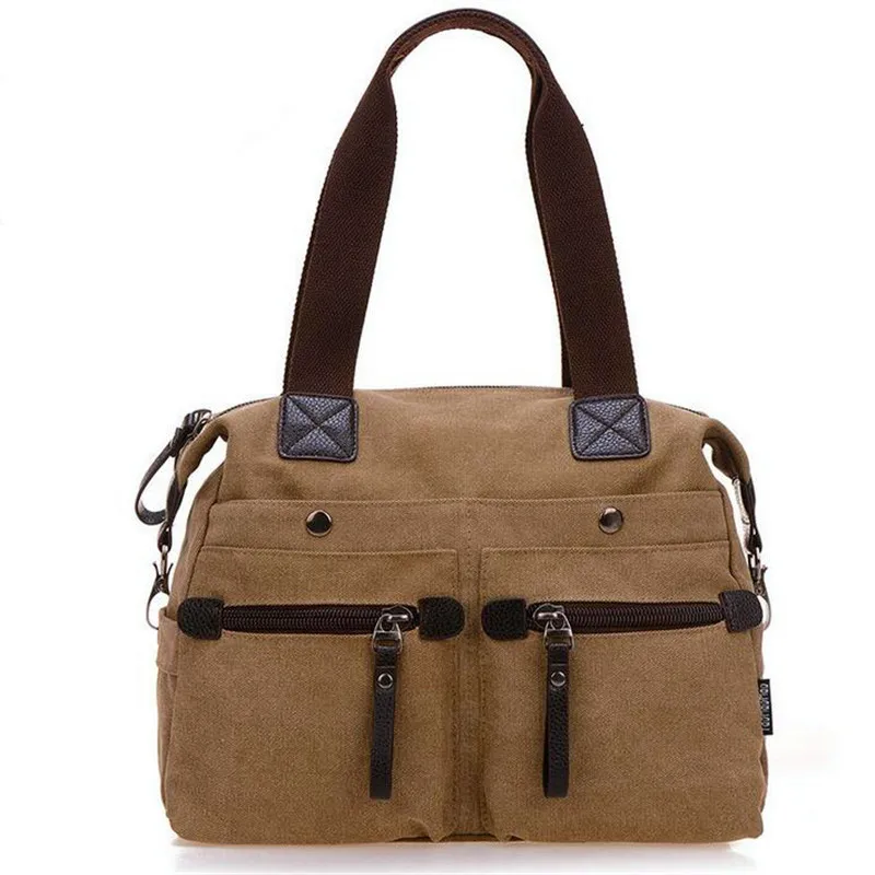 High Quality Canvas Bag Women Solid Cover Zipper Casual Shoulder Bags