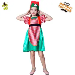 Горячая Распродажа для девочек сладкий эльф костюм со шляпой Санта Клаус детская форма Новогодние костюмы Санта Клаус форма