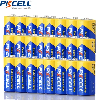 

24PCS PKCELL Zinc Carbon Battery R14P 14A MN1400 E93 UM2 C Size 1.5V Super Heavy Duty Dry Battery For Camera Radio Toy