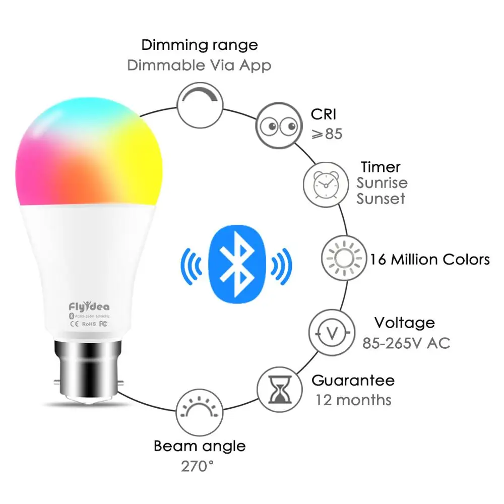 Умное Домашнее освещение беспроводной Bluetooth светодиодный свет B22 Магия изменения
