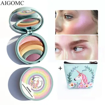 

2018 Unicorn Rainbow Shimmer Highlighter Powder Makeup Eye Face Glow Glitter Palette Makeup Cosmetics Illuminator facial Popular