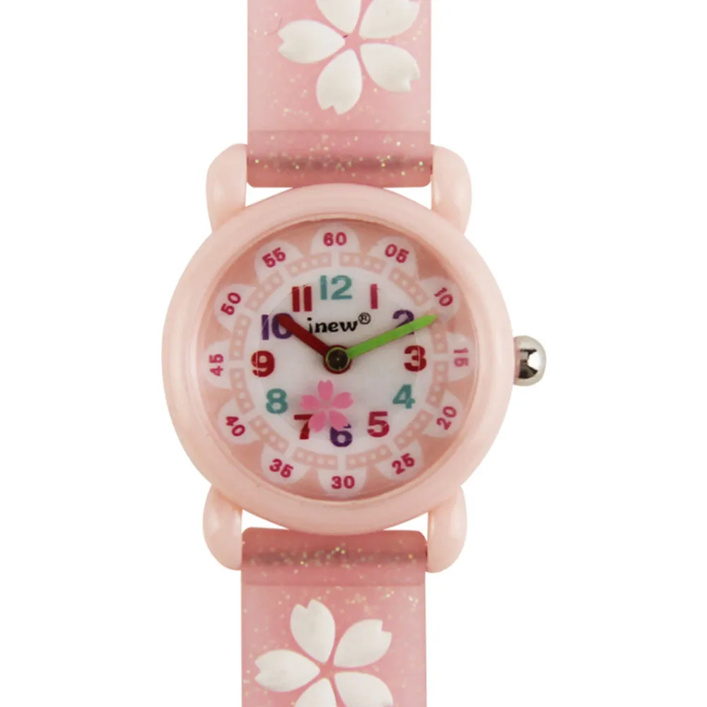 3D Flower Glitter Strap Quartz Kids Watches Cartoon Silicone Children Watches for Boys Girls Cute Clock 5