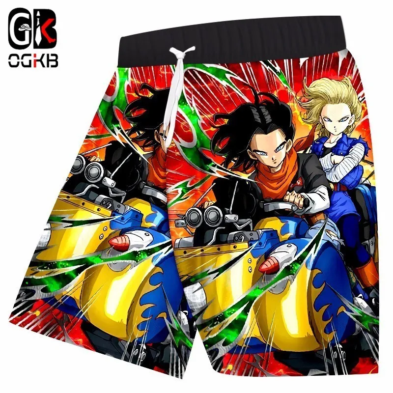 OGKB летом прохладно Купальники Шорты Мужские Забавный принт Dragon Ball 3D пляжные Android 17 и 18 эластичный пояс трусы-боксеры