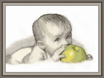 

oneroom Needlework,DIY Cross Stitch,Sets For Embroidery kits,11CT&14CT,Eat apple baby