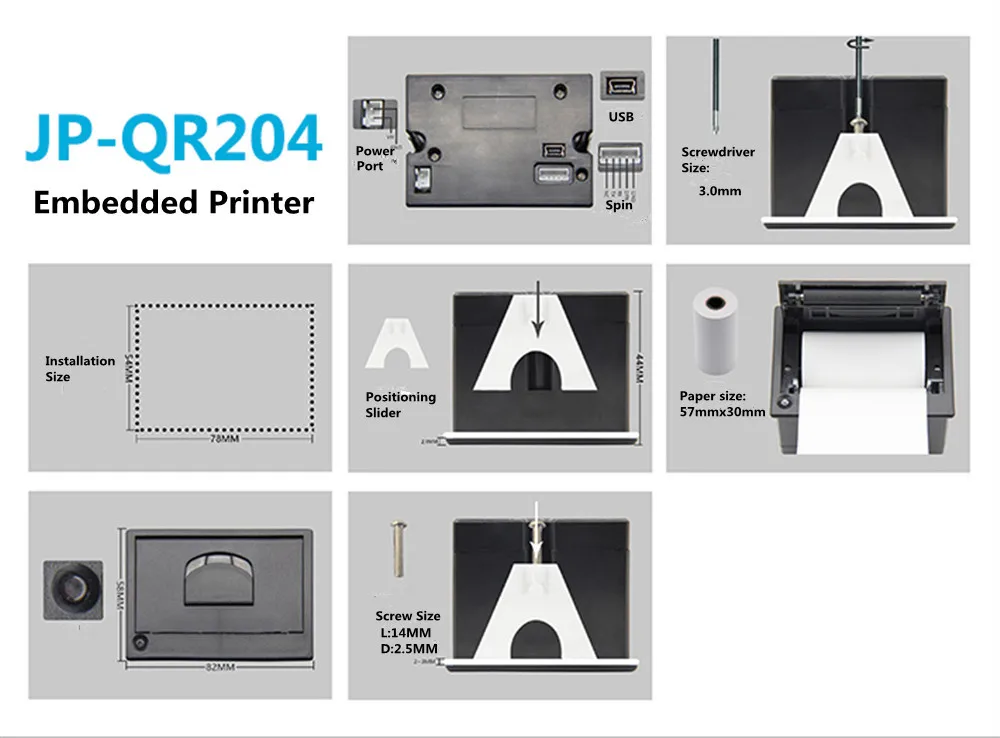 detail installation embedded printer