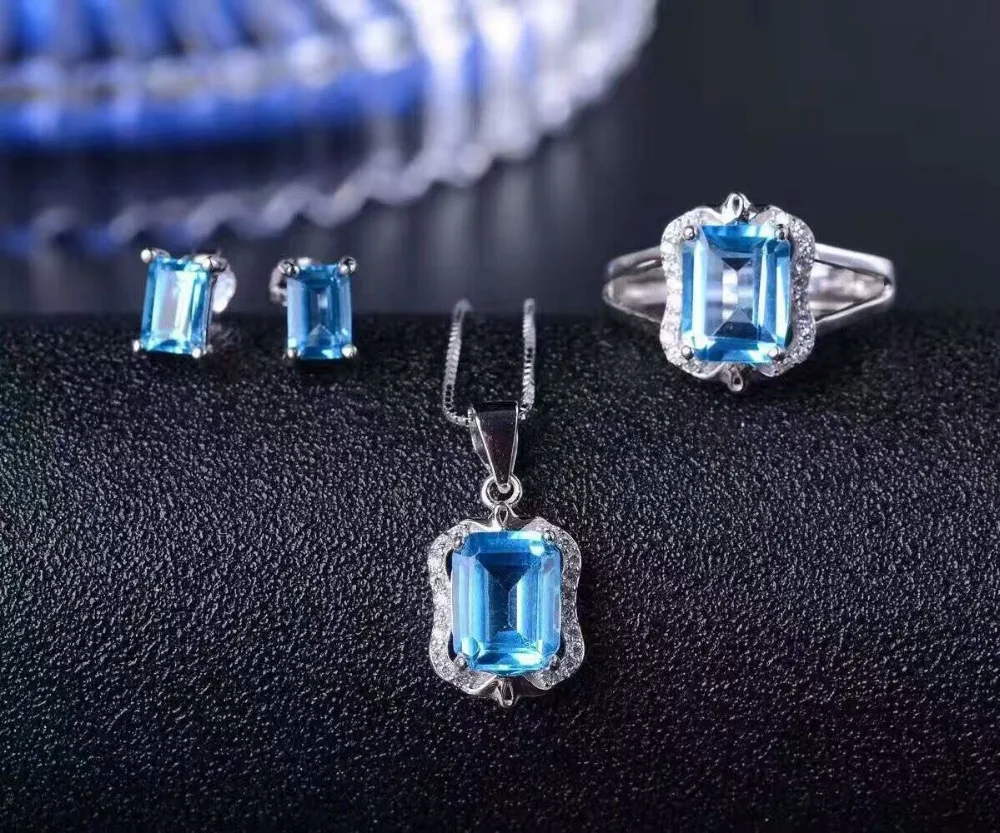 

2017 Qi Xuan_Blue Stone Fashion Jewelry Set_Finger Rings_S925 Solid Sliver Blue Stone Jewelry Set_Manufacturer Directly Sales