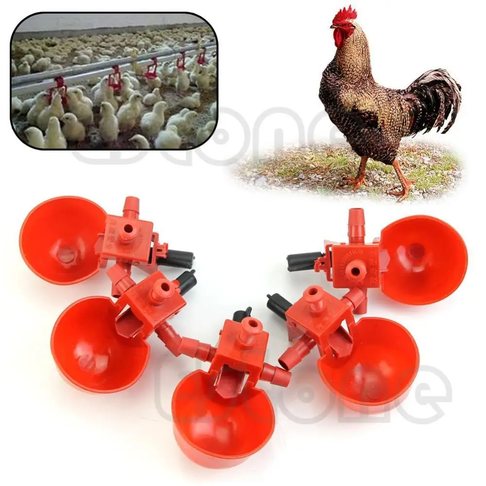 E74 5pcs Automatic Bird Coop Feed Poultry Water Drinking Cups