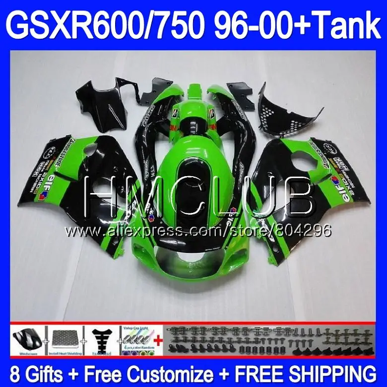 

+Tank For SUZUKI GSXR 750 600 SRAD Factory green GSXR600 96 97 98 99 00 1KT.3 GSX-R600 GSXR750 1996 1997 1998 1999 2000 Fairing