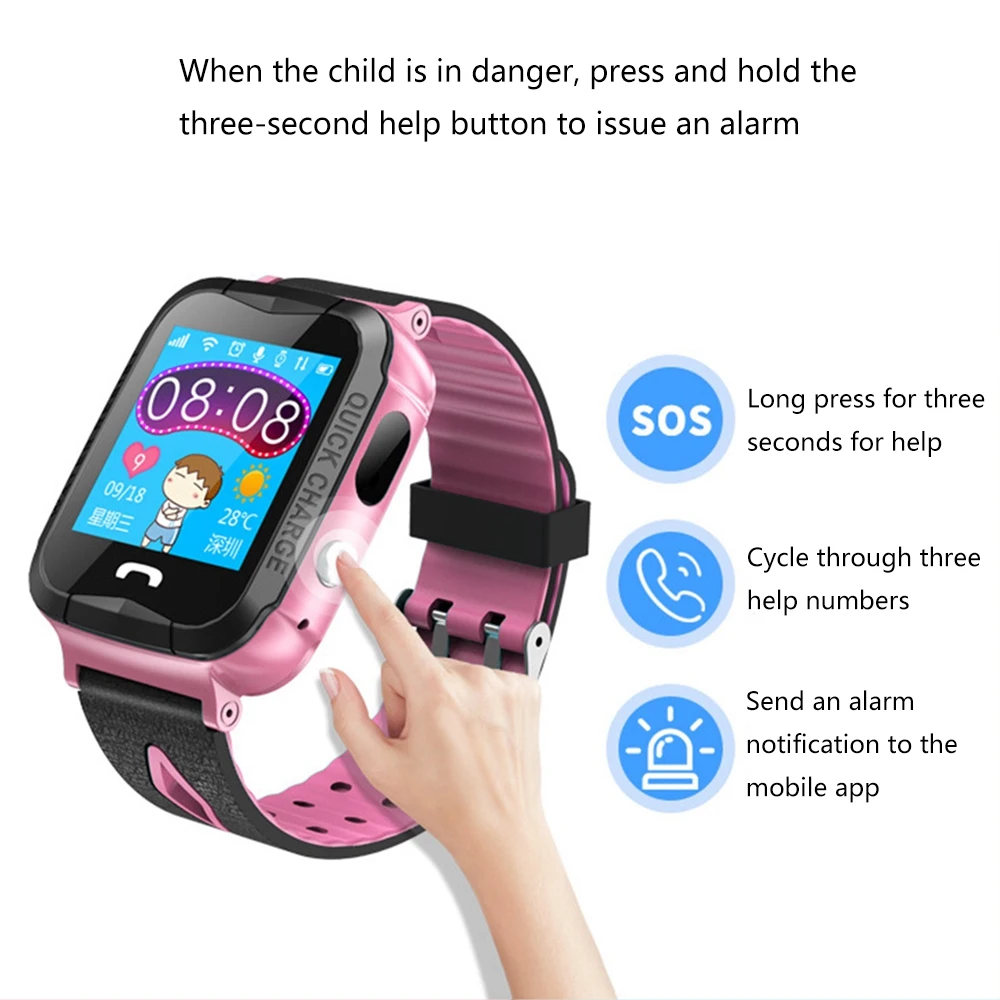 Kids Phone Smart Watch GPS Tracker Smart Watches for Children Girls Boys Camera Waterproof SOS WiFi Smart Cell Phone Watch