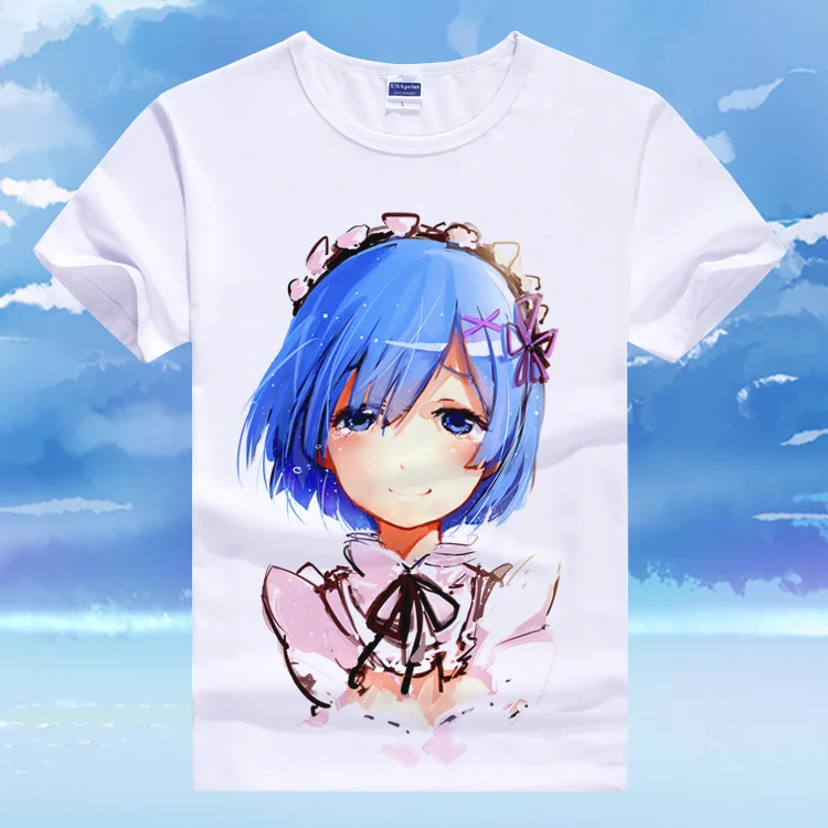Re: Zero kara Hajimeru Isekai Seikatsu футболка аниме Emilia Rem косплей футболка мультфильм школьные рубашки тройник милый подарок футболка - Цвет: Фиолетовый