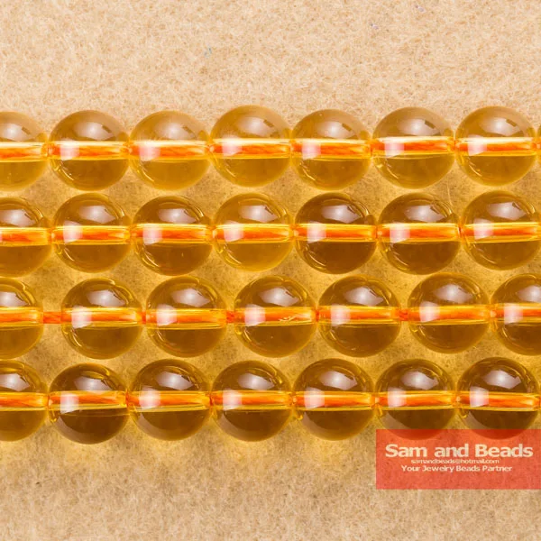 

Free Shipping Natural Stone Smooth Yellow Quartz Loose Beads 16" Strand 6 8 10 12 MM Pick Size For Jewelry Making YQB01