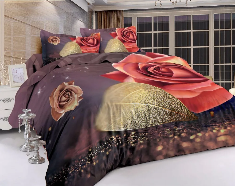 

BEST.WENSD 100% microfiber fabric comfortable bedding sets Rose jacquard European American 3d sheet Quilt cover dekbedovertrek