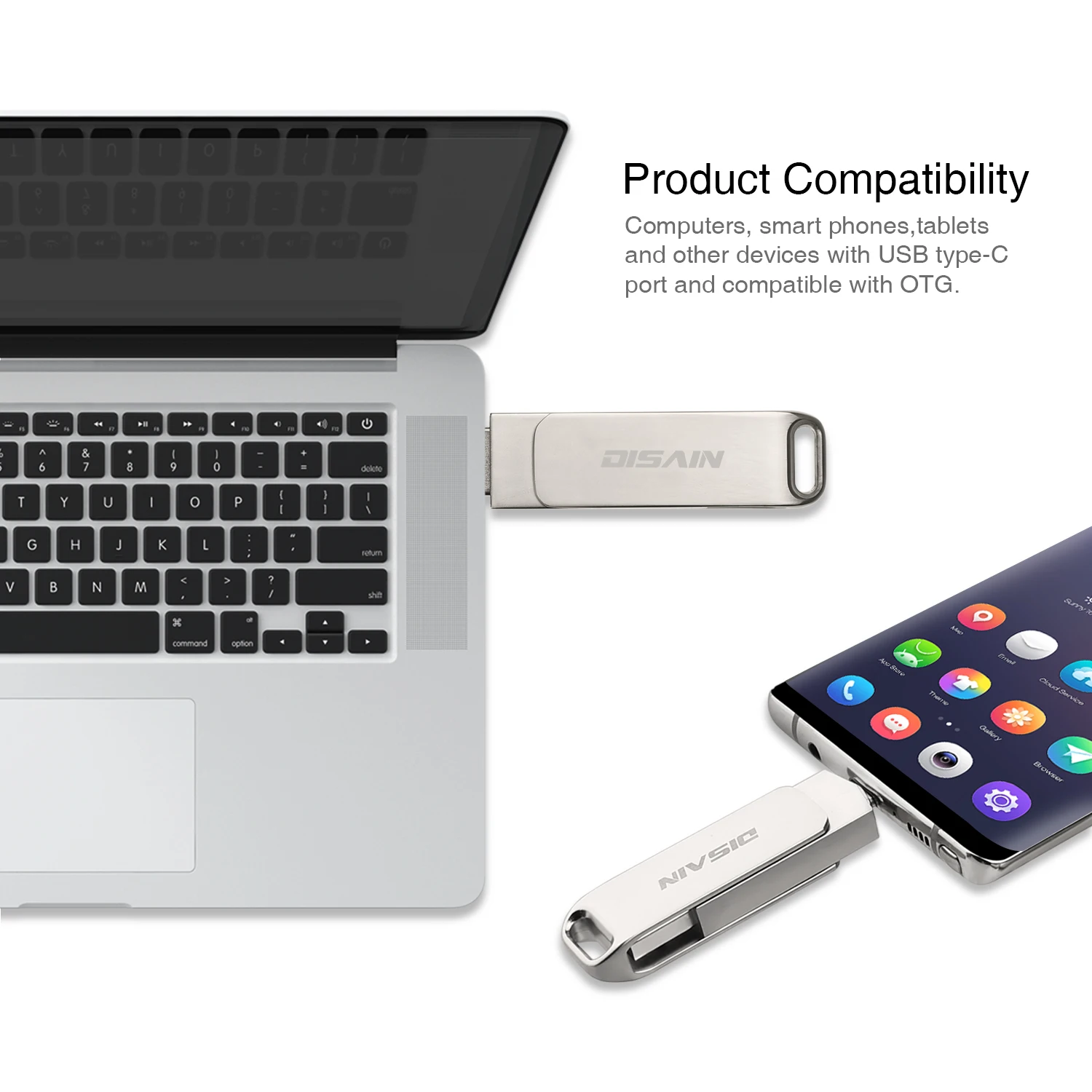 DISAIN USB C двойной флэш-накопитель, USB3.0/3,1 type C Высокоскоростной флеш-накопитель, карта памяти, совместимая с бесплатным принтом логотипа