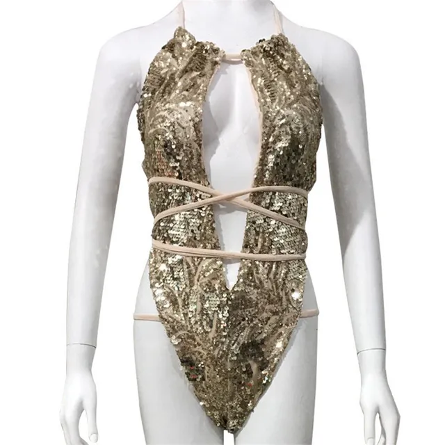 gold sequin one piece