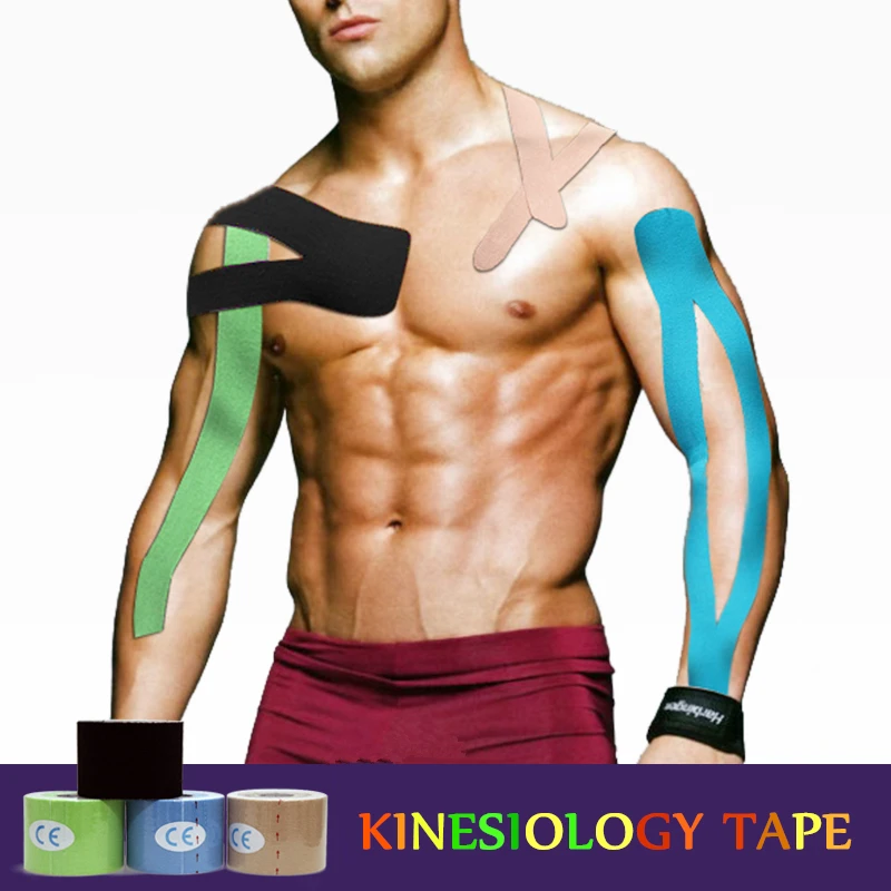 купить! Спорт Фитнес Кинезиология Лента Уход Kinesio Roll Хлопчатобумажная растяжка Поддержка мышц Наклейки Лучший!