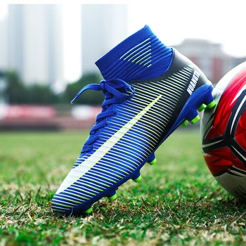 

Soccer Shoes Men Football Boots Men Soccer Cleats Boots Long Spikes TF Spikes Ankle High Top Sneakers Soft Indoor Turf Futsal 33