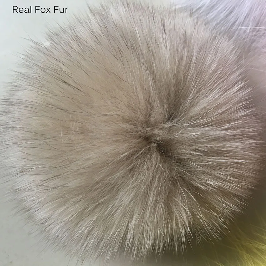 Nature Fur Pompom Fur Pom With Button DIY Fox Pompom Balls  Fur Pompon Fox Raccoon Pom Pom For Scarves Hats Bags  Accessories