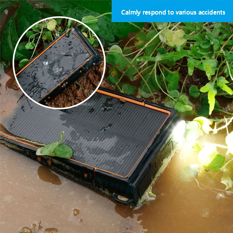 Портативное зарядное устройство 10000 мАч, многофункциональное солнечное водонепроницаемое портативное Внешнее зарядное устройство для redmi iphone X/7/8
