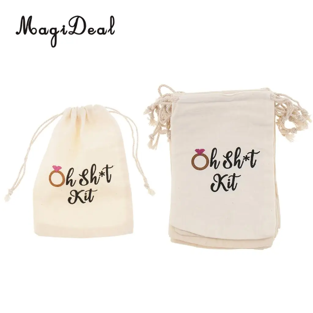 10pcs Oh Shit Kit Cotton Linen Jewelry Pouch Drawstring Bag Wedding Favor