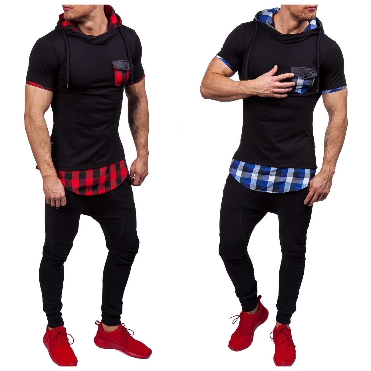 

Zogaa New Brand Casual Men's Short Hooded Shirt Cotton Casual Fashion Spring Summer Short Hooded Hip Hop Streetwear Hoodie Men