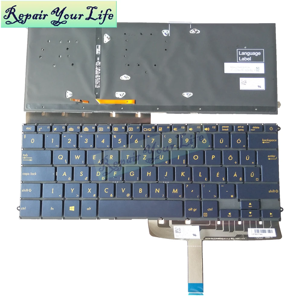 Ремонтная Клавиатура для ноутбука ASUS ZenBook 3 Deluxe UX490 UX490CA UX490UA Hungary standard HU с