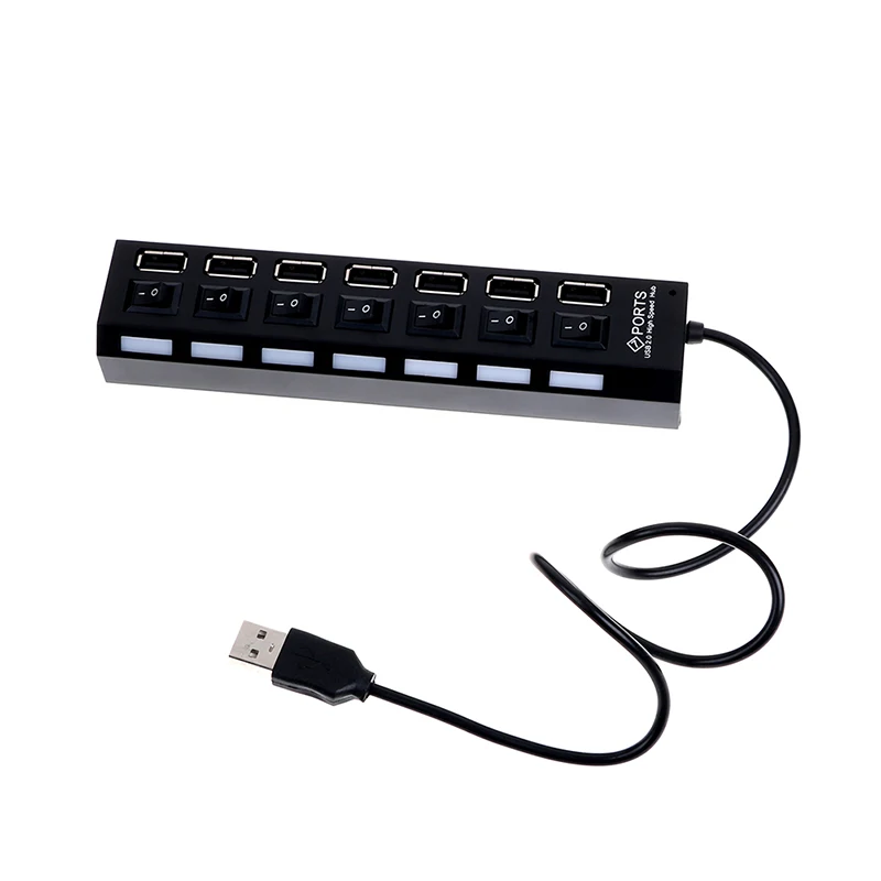 USB разветвитель с выключателем питания 7 портов Usb 2 0|USB-хабы| |