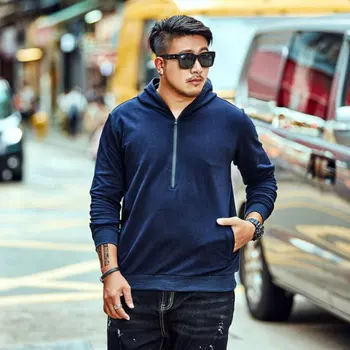 

2018 New tide brand code Men's Casual Sweatershirt Autumn and Winter Men's Loose Hooded Pullover More size XXL-5XL 6XL 7XL