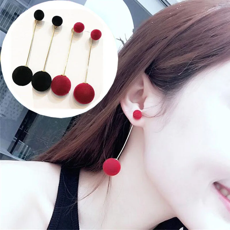 

Winter Hot 2018 New temperament simple Custom Wool ball pendant Drop Earrings Fashion Earrings Jewelry female
