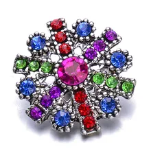 Модная красивая красочная Снежинка со стразами 18 мм кнопки 4 цвета подходят кнопки застежка браслета ювелирные изделия оптом KZ1467