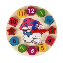 Wooden Blocks 12 Number Colorful Digital Geometry Clock Baby Educational Bricks Toy Baby Kids Children Toys Gifts