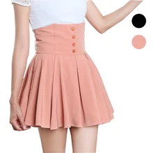 Милые розовые мини-юбки для женщин, Повседневная модная шифоновая школьная юбка с высокой талией, японская плиссированная короткая юбка для женщин