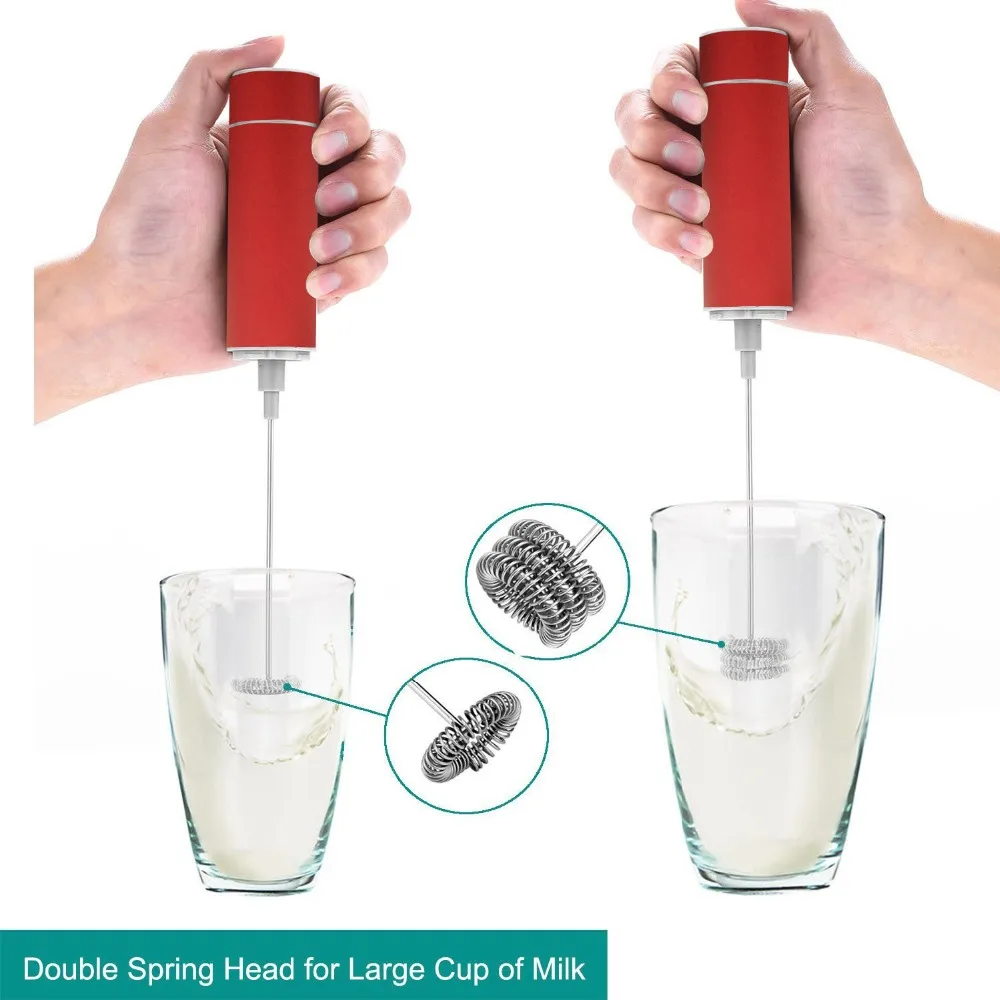 Stainless Steel Mixer Multifunction Electric Milk Frother Handheld Mini Mixing Foamer Coffee Blender Red Blender