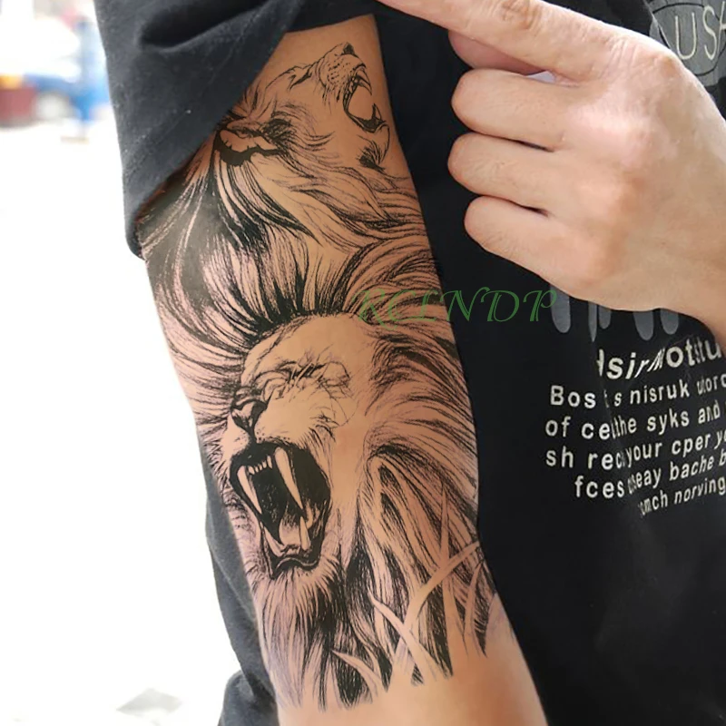 

Waterproof Temporary Tattoo Sticker lion Howling fake tatto flash tatoo tatouage temporaire sticker leg arm for men girl women