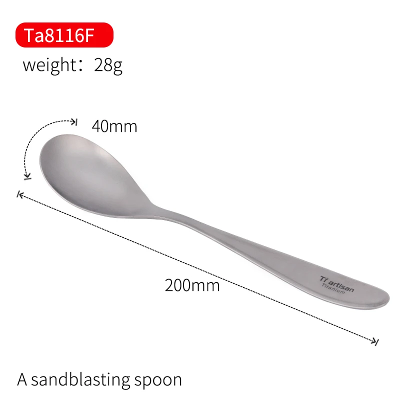 Titanium Sandblasting Spoon Fork Cutlery Set Lightweight Dinner Fork Spoon Outdoor Tableware for Camping Hiking Picnic Ta8118F