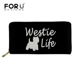 Foru дизайн S 2019 для женщин женские кошельки Westie узор черный бренд бумажник длинный кожаный кошелек Высокое качество держатель для карт чехол