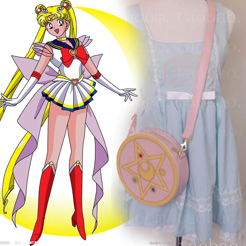 New Arrival Japan Anime Sailor Moon Cosplay Pink Bags Lady PU Leather Shoulders Messenger Bag