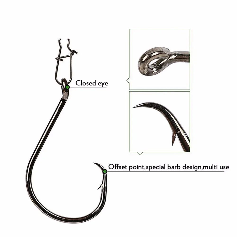 100pcslot Circle Hooks 7385 2X Strong Custom Offset Sport Circle Hooks Black High Carbon Steel Octopus Fishing Hooks-Size10-1