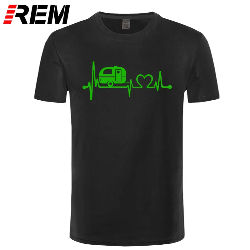 REM, горький кофе, новые летние хлопковые мужские футболки, топы, футболки с короткими рукавами, Camper, для путешествий, Hiker, Camper, Heartbeat, футболка - Цвет: black green