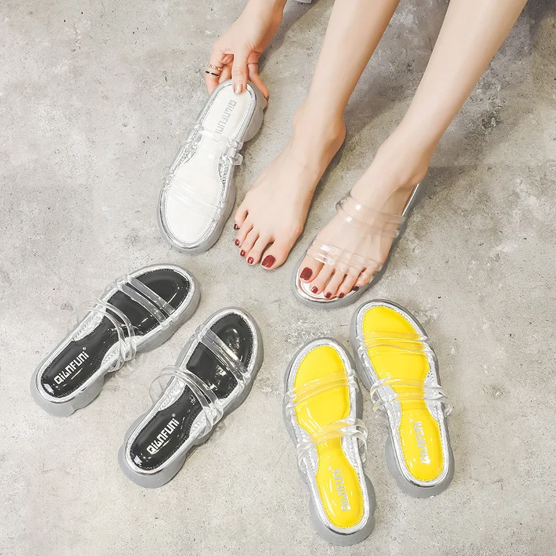 

Beach Slippers For Women Platform Glitter Slides Woman Shoes Luxury Med Socofy Summer Jelly Designer Flat Soft Sliders Rubber
