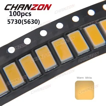 100pcs SMD LED Chip 5730 5630 Warm White 3000K 0.5W Ultra Bright Surface 50-55LM Mount SMT Beads LED Light Emitting Diode Lamp