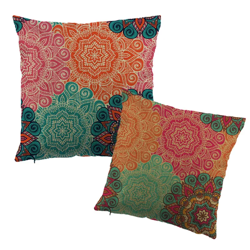 Flower Decorative Cushion Cover Printed Embroidery Linen Cotton Throw