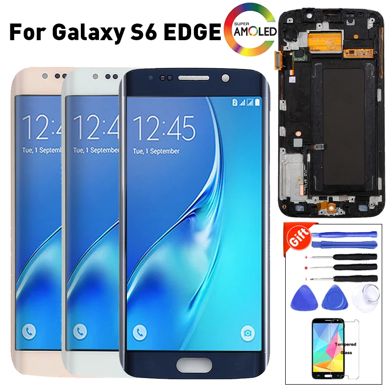 5,1 ''Супер AMOLED дисплей для SAMSUNG Galaxy s6 edge lcd G925 G925I G925F сенсорный экран дигитайзер с рамкой+ Инструменты