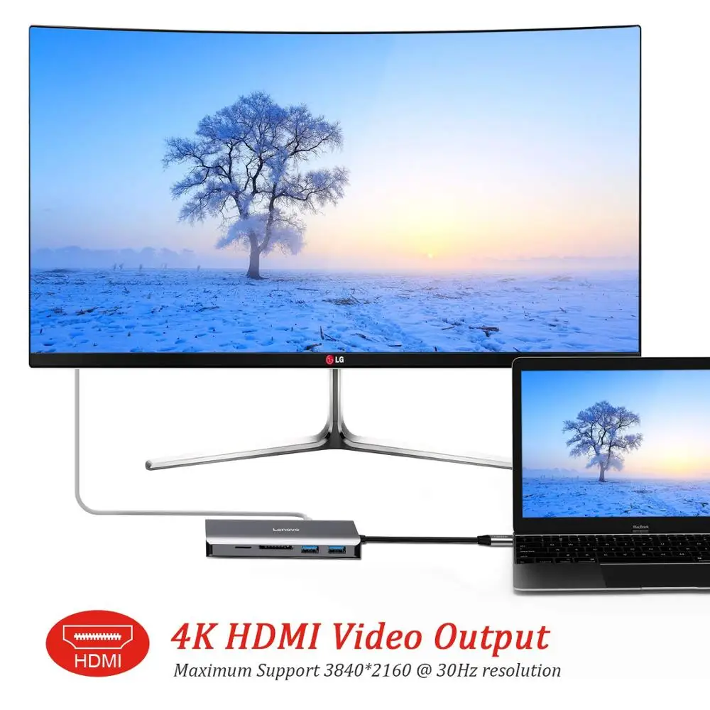 11 En 1 USB C a HDMI 4 K RJ45 LAN Ethernet USB 3,0 para MacBook Pro Xiaomi Asus ordenador portátil Lenovo Huawei Mate 10 Tipo C - 4