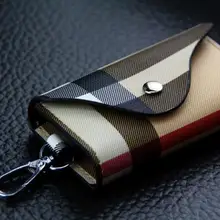 Классический мужской Клетчатый Кожаный Бумажник для ключей для автомобиля