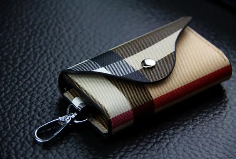 

Classic Unisex Checkered Leather Key Wallet For Car