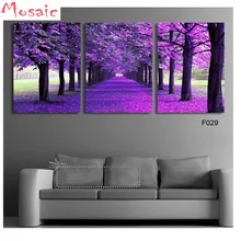 3 шт. на заказ фото Алмазная Вышивка крестиком Картина фиолетовое Дерево картина Алмаз полный квадрат/круглые стразы вышивка Декор