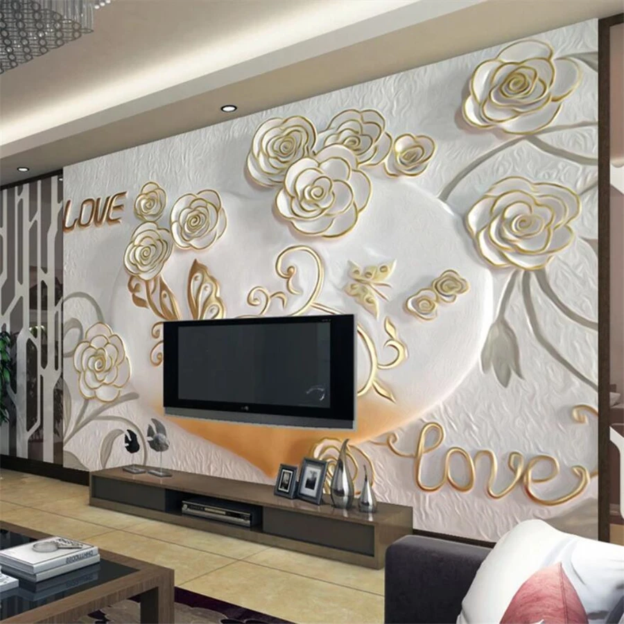 Beibehang Kustom 3D Foto Wallpaper Stereo Timbul Eropa Romantis