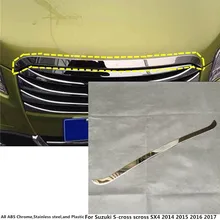 For Suzuki S-cross scross SX4 2014 2015 2016 2017 car Stainless steel front engine Machine grille upper hood stick lid trim lamp